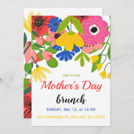 グリーンホワイトフローラマザーズデイ招待状 招待状