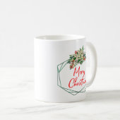 グリーンホワイトフローラメリークリスマスコーヒーマグ コーヒーマグカップ (正面右)