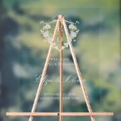 グリーンホワイトフローラモノグラム結婚クレストの歓迎 アクリルサイン (ニュートラル)