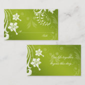 グリーンホワイトフローラ結婚のプレイスカードまたはエスコートカード プレイスカード (正面/裏面)