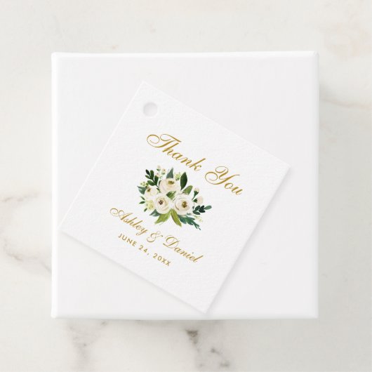 グリーンホワイトフローラ金ゴールド結婚の皆様へ フェイバータグ (インサイチュ)