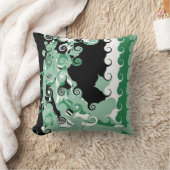 グリーンホワイトブラックレトロ絵を描ズ抽象芸術アールデコ クッション (ブランケット)