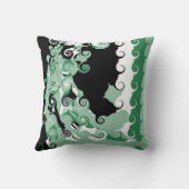 グリーンホワイトブラックレトロ絵を描ズ抽象芸術アールデコ クッション (裏面)