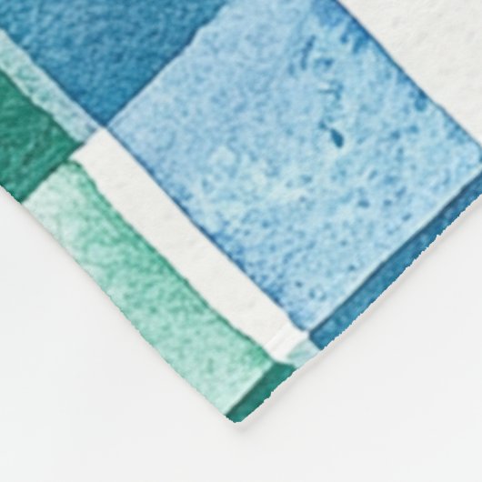 グリーンホワイトブループレイドストライプクリスマスクリスマス フリースブランケット (角)