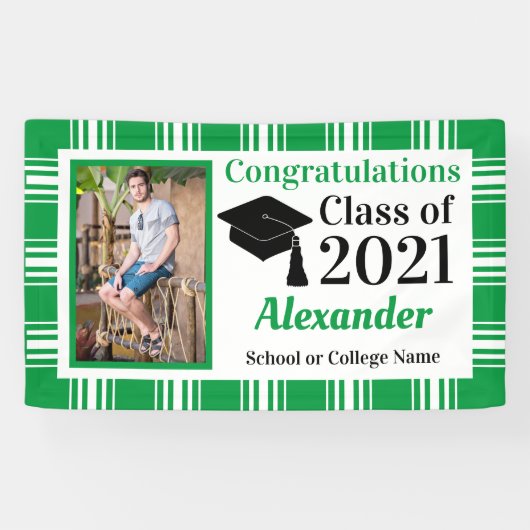 グリーンホワイトプレイドスクールカラー卒業 横断幕 (横)