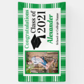 グリーンホワイトプレイドスクールカラー卒業 横断幕 (縦)