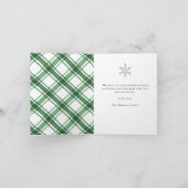 グリーンホワイトプレイドフォールドホリデーカード シーズンカード (内部)
