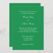 グリーンホワイトプレーンシンプル結婚式招待状 招待状 (正面/裏面)