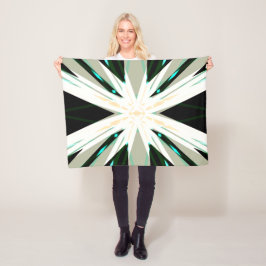 グリーンホワイトベージュウィンタークリスマススタースノーフレークウォーム フリースブランケット