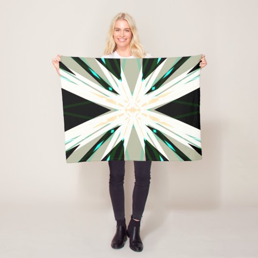 グリーンホワイトベージュウィンタークリスマススタースノーフレークウォーム フリースブランケット (インサイチュ)