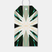 グリーンホワイトベージュウィンタークリスマススタースノーフレーク ギフトタグ (正面)