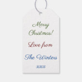 グリーンホワイトベージュウィンタークリスマススタースノーフレーク ギフトタグ (裏面)