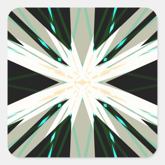 グリーンホワイトベージュウィンタークリスマススタースノーフレーク スクエアシール (正面)