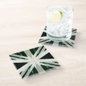 グリーンホワイトベージュウィンタースタースターバストスノーフレーク ガラスコースター (アングル)