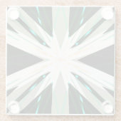 グリーンホワイトベージュウィンタースタースターバストスノーフレーク ガラスコースター (裏面)