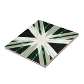 グリーンホワイトベージュウィンタースタースターバストスノーフレーク タイル (側面)