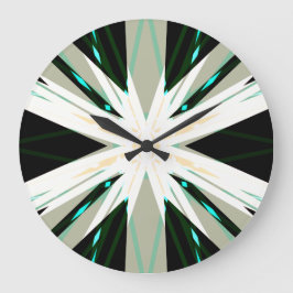 グリーンホワイトベージュウィンタースタースターバストスノーフレーク ラージ壁時計