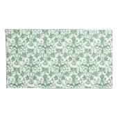 グリーンホワイトペリウィンクルフローラレース状パターン 枕カバー (裏面-右)