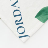 グリーンホワイトボタニカルウォーター離れカラーベビー名 フリースブランケット (角)