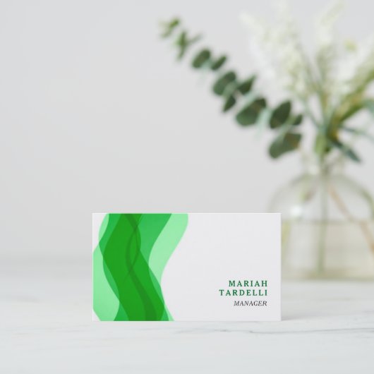 グリーンホワイトミニマリストエレガントシック平野 名刺 (スタンド正面)