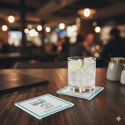 グリーンホワイトミニマリストフリーWifiホテルインターネット ガラスコースター