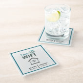 グリーンホワイトミニマリストフリーWifiホテルインターネット ガラスコースター (アングル)