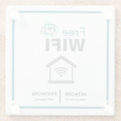 グリーンホワイトミニマリストフリーWifiホテルインターネット ガラスコースター (裏面)