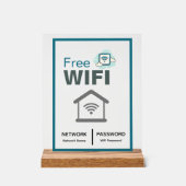 グリーンホワイトミニマリスト無料Wifiネットワークインターネット アクリルサイン (正面)