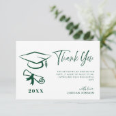 グリーンホワイトミニマルモダンリスト卒業写真 サンキューカード (スタンド正面)