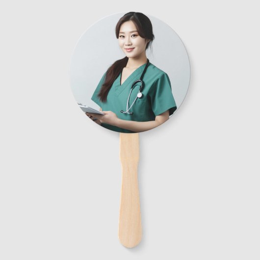 グリーンホワイトメディカルスクールフォト卒業パーティー ハンドファン (裏面)