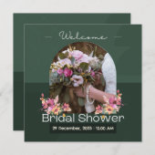 グリーンホワイトモダンウェルカムブライダルシャワー (正面/裏面)