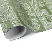 グリーンホワイトモダンタイポグラフィクリスマスプレゼント ラッピングペーパー (ロールコーナー)