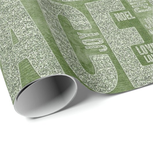 グリーンホワイトモダンタイポグラフィクリスマスプレゼント ラッピングペーパー (ロールコーナー)