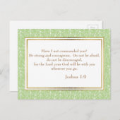 グリーンホワイトリーフクリスチャン聖書詩はがき ポストカード (正面/裏面)