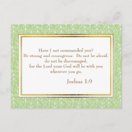 グリーンホワイトリーフクリスチャン聖書詩はがき ポストカード