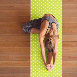 グリーンホワイトレトロ水玉模様モノグラムエクササイズ ヨガマット