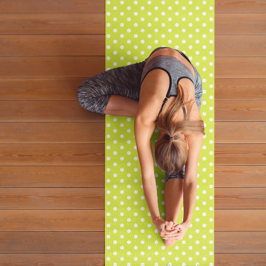 グリーンホワイトレトロ水玉模様モノグラムエクササイズ ヨガマット