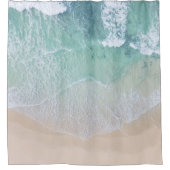 グリーンホワイトレースビーチ砂と海岸 シャワーカーテン (正面)