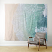 グリーンホワイトレースビーチ砂と海岸 タペストリー (インサイチュ(横))