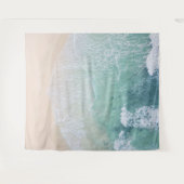 グリーンホワイトレースビーチ砂と海岸 タペストリー (正面(横))