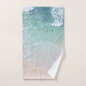グリーンホワイトレースビーチ砂と海岸 バスタオルセット (ハンドタオル)
