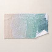 グリーンホワイトレースビーチ砂と海岸 バスタオルセット (ハンドタオル)