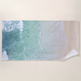 グリーンホワイトレースビーチ砂と海岸 ビーチタオル