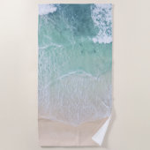 グリーンホワイトレースビーチ砂と海岸 ビーチタオル (正面)