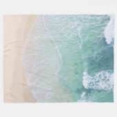 グリーンホワイトレースビーチ砂と海岸 フリースブランケット (正面(横))