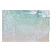 グリーンホワイトレースビーチ砂と海岸 枕カバー (裏面)