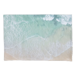 グリーンホワイトレースビーチ砂と海岸 枕カバー