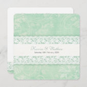 グリーンホワイトレース結婚の両親の招待 招待状 (正面/裏面)