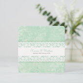 グリーンホワイトレース結婚の両親の招待 招待状 (スタンド正面)