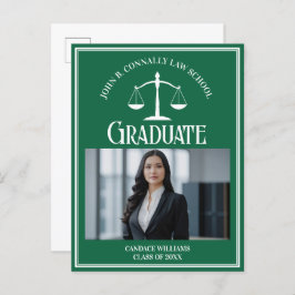 グリーンホワイトロースクール写真卒業 案内ポストカード